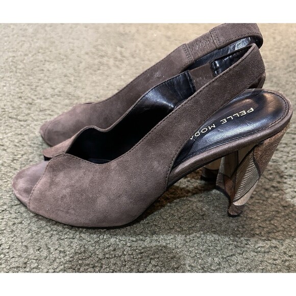 Pelle Moda Brown Suede‎ Open-Toe with Strap, 4.5 Inch Heels Size 8.5 Stiletto - Picture 5 of 9